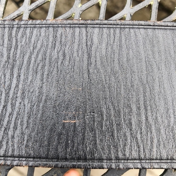 Vintage Ralph Lauren Leather Black Belt with round brass buckle/ peg Distressed main image 15
